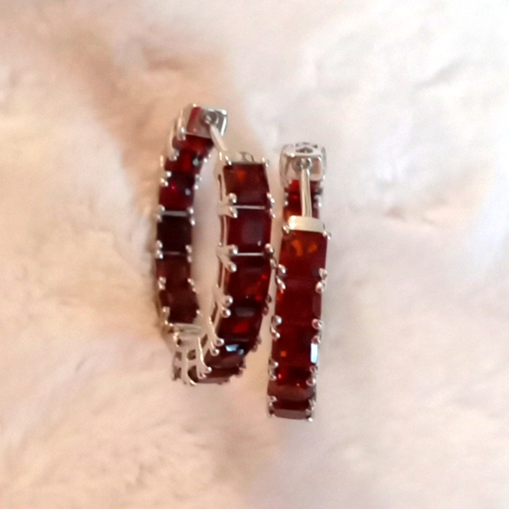 BRAZILIAN CHERRY CITRINE HOOP EARRINGS
